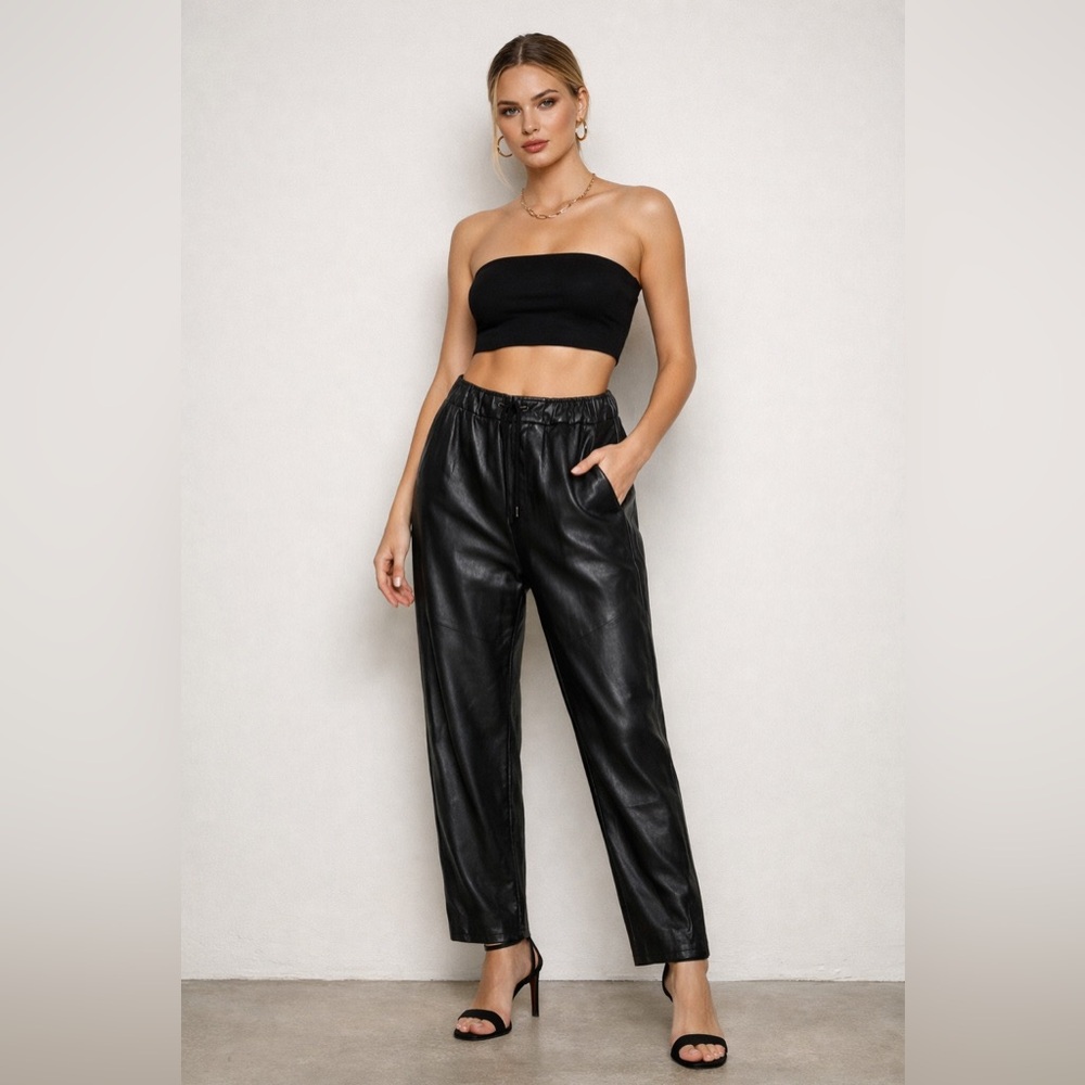 ZARA Faux Leather Drawstring Pants